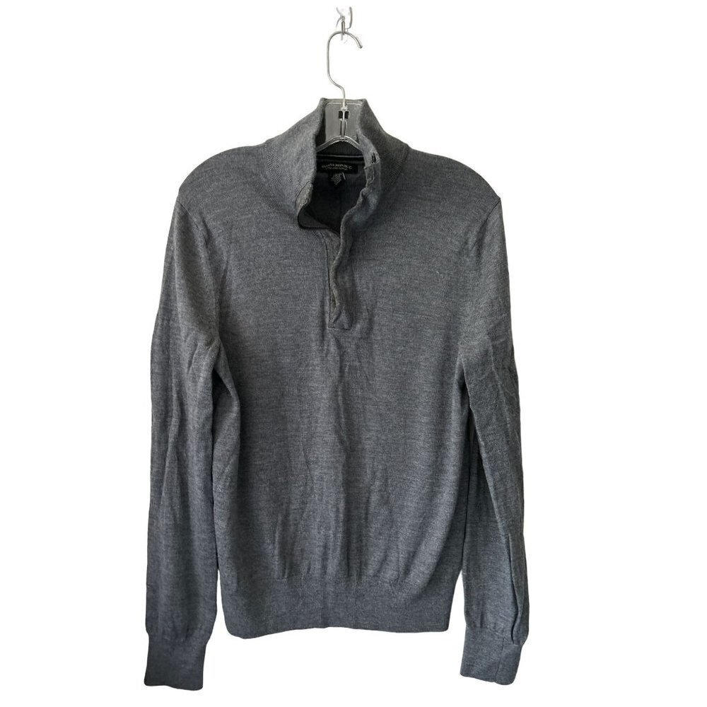 Merino Wool Banana Republic Pullover Sweater 1/4 Zipper Gray